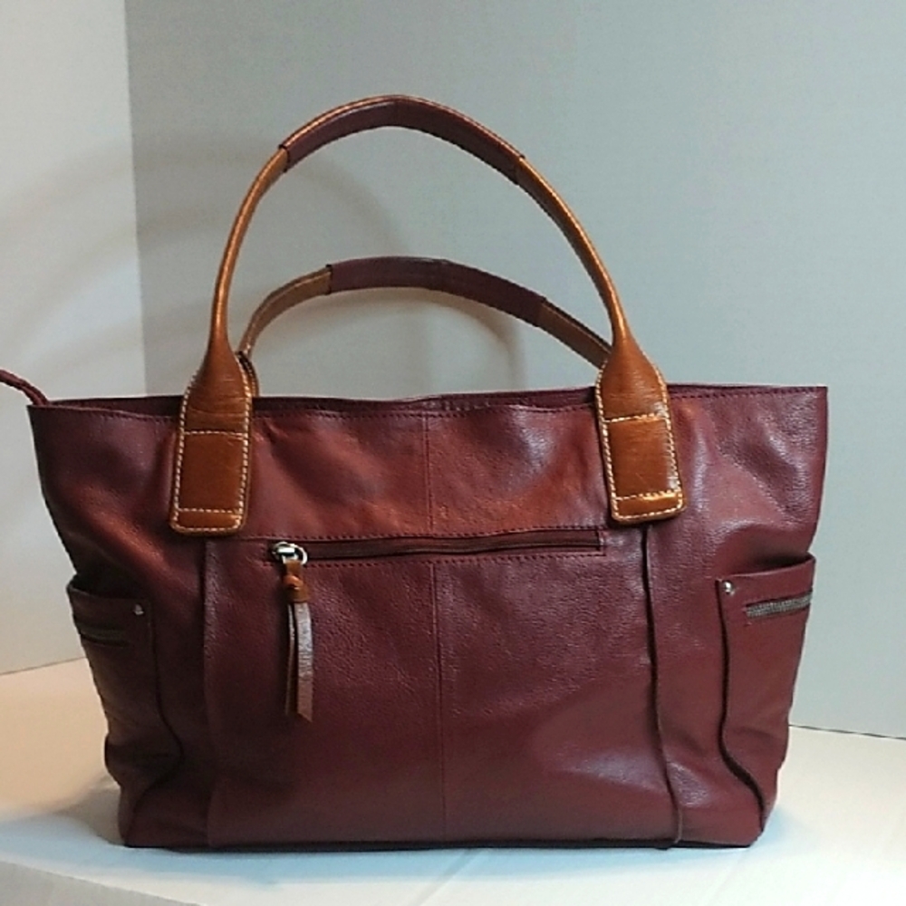 Nino Bossi Leather Hand Bag Purse Brown Almost Burgandy